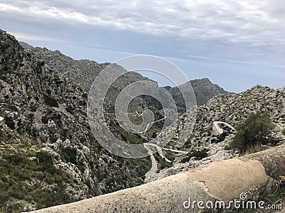 Famous serpentine road Sa Calobra, Mallorca Stock Photo