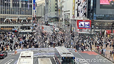 Famous shibuya crossing street in Tokio Editorial Stock Photo