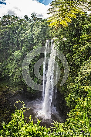 Famous Sopoaga Falls Waterfall in Samoa, Upolu, Pacific island Stock Photo