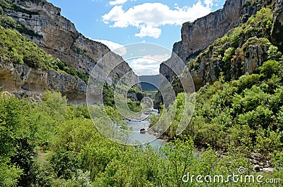 Famous Spanish canyon Foz de Lumbier Stock Photo