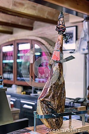 The famous spanish Jamon Iberico De Bellota Editorial Stock Photo