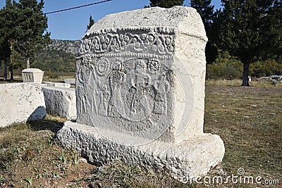 The famous stecci in Radimlja medieval necropolis Stock Photo