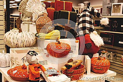 The famous store `Winners` prepared for celebration of Thanksgiving Day and Halloween Editorial Stock Photo