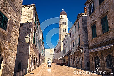 Famous Stradun street in Dubrovnik morning view Stock Photo