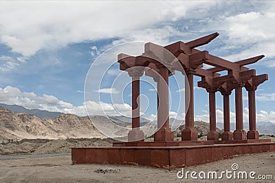 Famous stucture on Sindhu Ghat near leh city Stock Photo