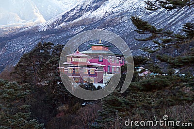 Famous Tengboche Buddhist monastery in Sagarmatha National Park, Nepal Stock Photo