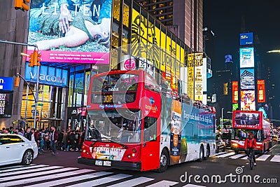New york,usa,09-03-17: famous,Time squre at night with crowds Editorial Stock Photo