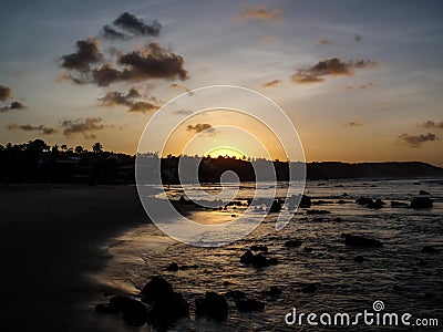 Sunset at Praia de Pipa beach, Timbau do Sul, Rio Grande do Norte, Brazil. Stock Photo