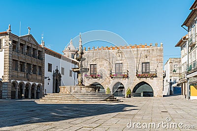Famous Town Hall at the Praca da Republica in Viana do Castelo, Stock Photo