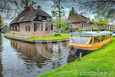 Fantastic old dutch village with thatched roofs, Giethoorn, Netherlands, Europe Stock Photo