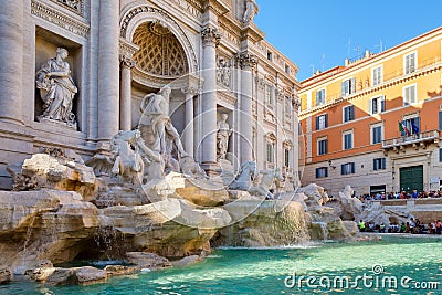 The famous Trevi Fountain or Fontana de Trevi in central Rome Editorial Stock Photo