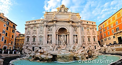 Trevi Fountain, Rome, Italy, wide angle view Editorial Stock Photo