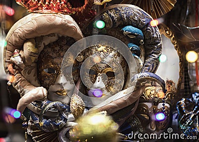 Famous Venetian carnival masks. Stock Photo