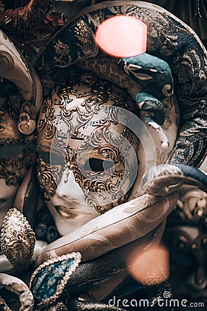 Famous Venetian carnival masks. Stock Photo