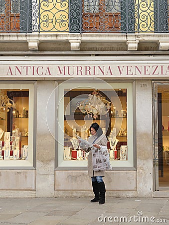 Famous Venice glass shop Editorial Stock Photo