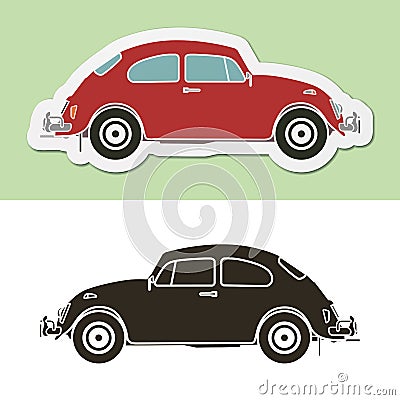 Famous vintage german beetle car Vector Illustration