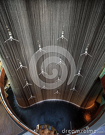 Famous Waterfall with in Dubai Mall, UAE Editorial Stock Photo