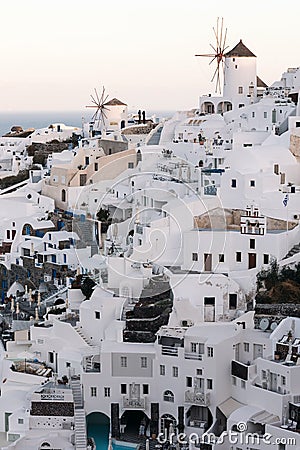 Famous white buildings of Oia town in Santorini Stock Photo