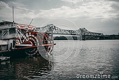 Famous "Spirit of Peoria" riverboat on the Illinois River, USA Editorial Stock Photo
