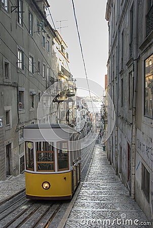 Famous yellow Lisbon tram Stock Photo