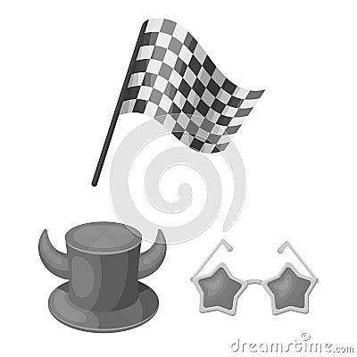 Fan and Attributes monochrome icons in set collection for design. Sports Fan vector symbol stock web illustration. Vector Illustration