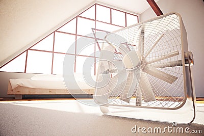 Fan in bedroom Stock Photo