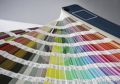 Fan of colour swatches for printing and graphic design. Stock Photo