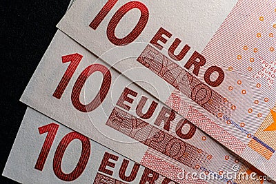 Fan of 10 euro macro banknotes photo Stock Photo