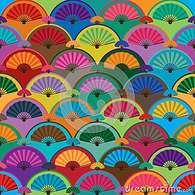 Fan half circle colorful seamless pattern Vector Illustration