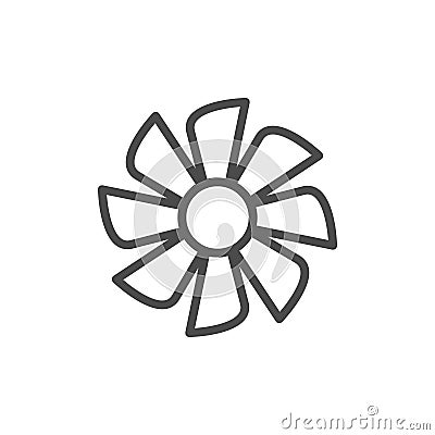 Fan line outline icon and wind equipment Vector Illustration