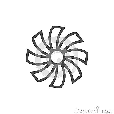 Fan line outline icon and wind equipment Vector Illustration