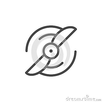 Fan line outline icon and wind equipment Vector Illustration