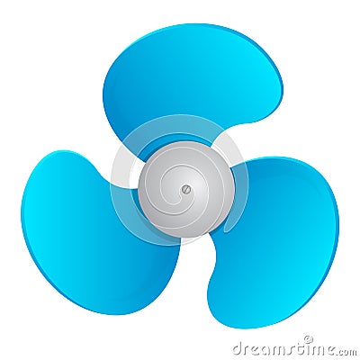 Fan propeller blades. Rotation of three and four bladed turbines. Realistic vector isolated on white background Vector Illustration