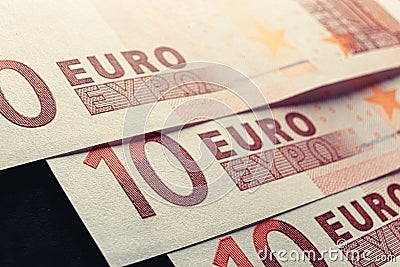 Fan of ten euro macro image Stock Photo