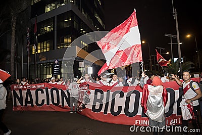 Fanaticism in Peru Peru vs. Chile Soccer. Editorial Stock Photo