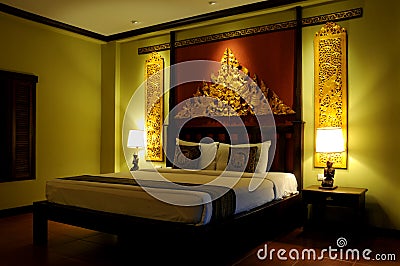 Fancy Asian style bedroom Stock Photo