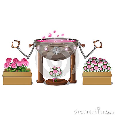 Fancy automated equipment for scenting flowers isolated on white background. Vector cartoon close-up illustration. Vector Illustration