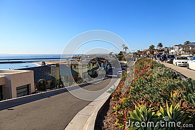 Fancy beach homes along Corona del Mar Editorial Stock Photo