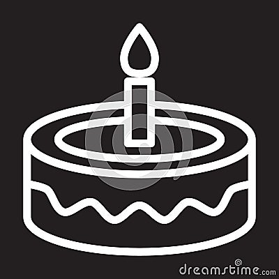 Fancy birthday cake line icon, white outline sign, vector illustration. Vector Illustration