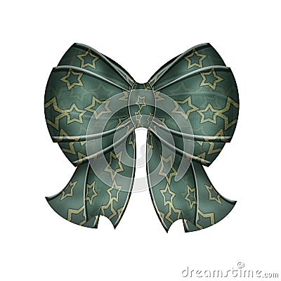 Fancy Blue Green Bow With Stars Stock Photo