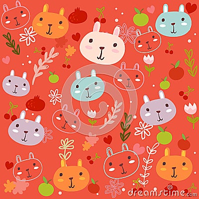 Fancy Bunny pattern Vector Illustration