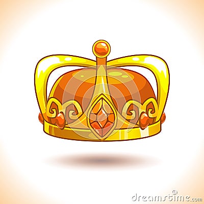 Fancy cartoon vector golden crown icon. Vector Illustration