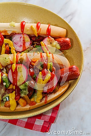 Fancy Chili Dogs Stock Photo