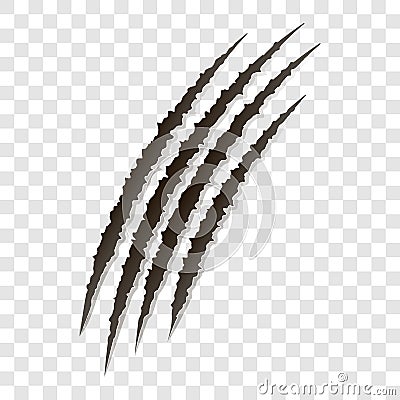 Fancy claws scratches - vector isolated. Talons cuts animal cat, dog, tiger, lion, Vector Illustration