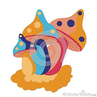 Fancy colorful mushrooms icon isolated vector illustration. Clipart. Vector Illustration