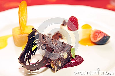 Fancy dessert on a plate / fine dining Stock Photo