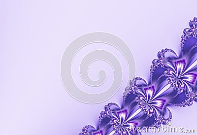 Fancy diagonal ribbon fractal in pleasant purple glitter, resembling flowers. Text space. For candy box designs, templates, cards, Stock Photo