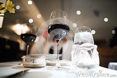 Fancy Dinner with Red Wine Stock Photo