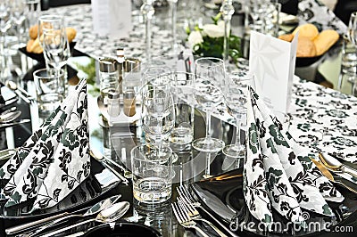 Fancy dinner table set Stock Photo