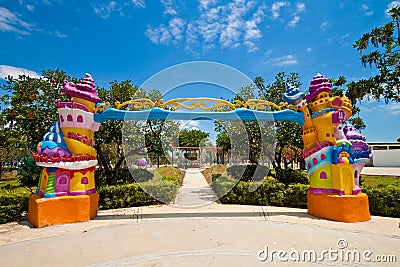 Fancy entrance to a children theme park Stock Photo